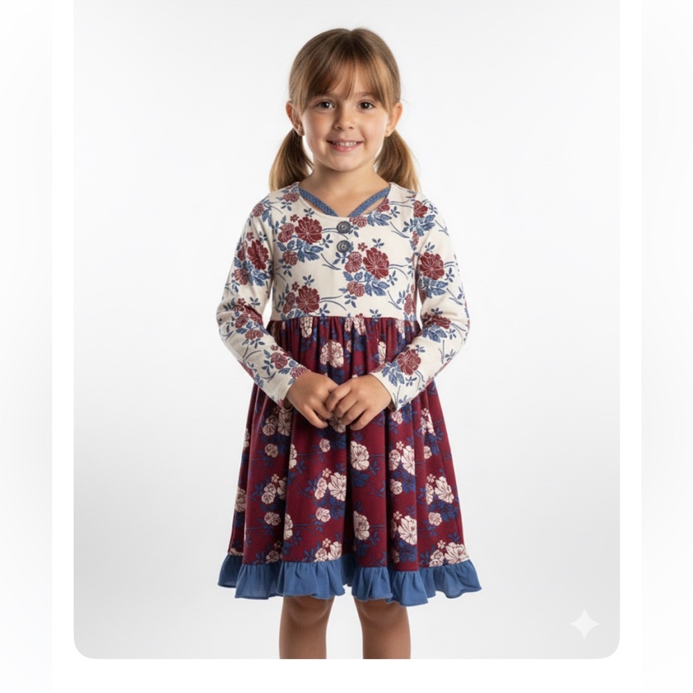 Wildflowers Wine Red and Blue Floral Adorable Dress- ❤️BNWT❤️
